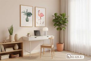 B2 029 A1 m6 tranh chim hong hac nghe thuat cho goc lam viec tai nha thanh lich xuongtranhcanvas