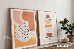 B2 029 D1 Tranh Canvas Terrazzo Trừu Tượng Tông Cam Đất Hiện Đại m1