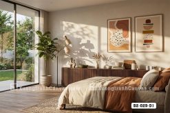 B2 029 D1 Tranh Canvas Terrazzo Trừu Tượng Tông Cam Đất Hiện Đại m4