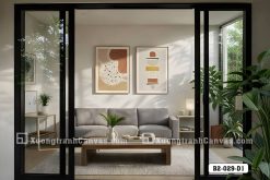 B2 029 D1 Tranh Canvas Terrazzo Trừu Tượng Tông Cam Đất Hiện Đại m7