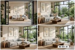 B2 031 D1 Tranh Canvas Hoa Cỏ Khô Tông Trắng Kem m5