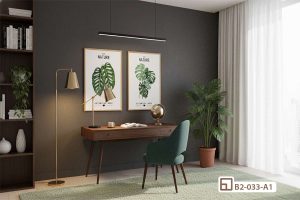 Tranh lá cây nhiệt đới - Mang màu xanh tươi mát của thiên nhiên nguyên bản vào không gian sống, khơi nguồn cảm hứng bất tận. B2 033 A1 m6 tranh la cay nhiet doi trang tri phong lam viec thanh tinh xuongtranhcanvas