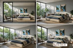 Tranh sơn thủy hữu tình - Tôn vinh vẻ đẹp hùng vĩ và nên thơ của non nước, mang tài lộc và vượng khí vào nhà bạn. B2 033 B1 m5 tranh son thuy huu tinh phoi canh da goc nhin khong gian mo xuongtranhcanvas