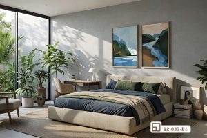 Tranh sơn thủy hữu tình - Tôn vinh vẻ đẹp hùng vĩ và nên thơ của non nước, mang tài lộc và vượng khí vào nhà bạn. B2 033 B1 m7 tranh son thuy huu tinh treo tuong phong ngu anh sang tu nhien xuongtranhcanvas