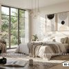 B2 033 D1 Tranh Canvas Hình Học Cầu Vồng Trừu Tượng Tông Đen Kem m1
