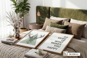 B2 036 A1 m1 bo 3 tranh canvas hinh hoc va huou hien dai decor phong ngu am cung xuongtranhcanvas