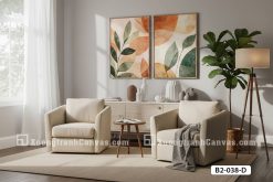 Tranh Canvas Lá Cây Trừu Tượng Tông Cam Xanh Terracotta Mã-B2-038-D1 B2 038 D1 Tranh Canvas Lá Cây Trừu Tượng Tông Cam Xanh Terracotta m3