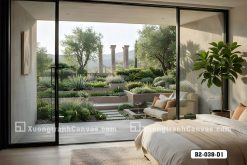 Tranh Canvas Lá Cây Trừu Tượng Tông Cam Xanh Terracotta Mã-B2-038-D1 B2 038 D1 Tranh Canvas Lá Cây Trừu Tượng Tông Cam Xanh Terracotta m7