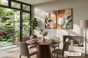 Tranh lá cây tối giản - Điểm nhấn tinh tế cho không gian sống hiện đại B2 038 D1 m3 tranh la cay toi gian trang tri phong an huong san vuon xanh xuongtranhcanvas