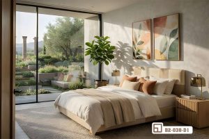 Tranh lá cây tối giản - Điểm nhấn tinh tế cho không gian sống hiện đại B2 038 D1 m8 tranh la cay toi gian goc nhin toan canh phong ngu biet thu cao cap xuongtranhcanvas