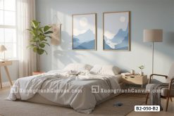 B2 050 B2 Tranh Canvas Đồi Núi Xanh Pastel Tối Giản m1