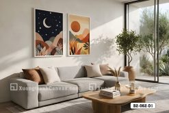 Tranh Canvas Nhật Nguyệt Đối Thoại Tông Vàng Cam Trừu Tượng Boho Mã-B2-062-D1 B2 062 D1 Tranh Canvas Nhật Nguyệt Đối Thoại Tông Vàng Cam Trừu Tượng Boho m6