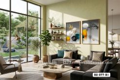 Tranh Canvas Hươu Vàng Và Đá Phong Thủy Tông Xám Vàng Hiện Đại Mã-B2-077-B1 B2 077 B1 Tranh Canvas Hươu Vàng Và Đá Phong Thủy Tông Xám Vàng Hiện Đại m3