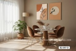 B2 097 D1 Tranh Canvas Cành Lá Trừu Tượng Tông Cam Đất Boho Vintage m2