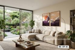 B2 107 A1 Tranh Canvas Núi Non Hoàng Hôn Tím Hiện Đại Scandinavian m3