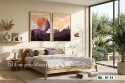 B2 107 A1 Tranh Canvas Núi Non Hoàng Hôn Tím Hiện Đại Scandinavian m4