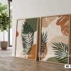 B2 109 B2 Tranh Canvas Lá Cây Nhiệt Đới Tông Xanh Cam Decor Tropical Hiện Đại m1