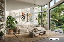 B2 113 D1 Tranh Canvas Mầm Sống Tối Giản Tông Cam Xanh Hiện Đại Scandinavian m3