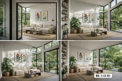 B2 113 D1 Tranh Canvas Mầm Sống Tối Giản Tông Cam Xanh Hiện Đại Scandinavian m5
