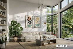 B2 113 D1 Tranh Canvas Mầm Sống Tối Giản Tông Cam Xanh Hiện Đại Scandinavian m6