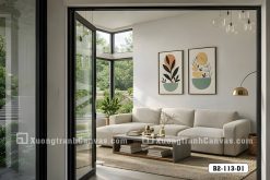 B2 113 D1 Tranh Canvas Mầm Sống Tối Giản Tông Cam Xanh Hiện Đại Scandinavian m7