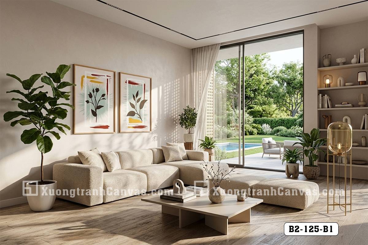 Tranh Canvas Thực Vật Trừu Tượng Tông Màu Vintage Phong Cách Modern Boho Mã-B2-125-B1 Tranh Canvas Thực Vật Trừu Tượng Tông Màu Vintage Phong Cách Modern Boho