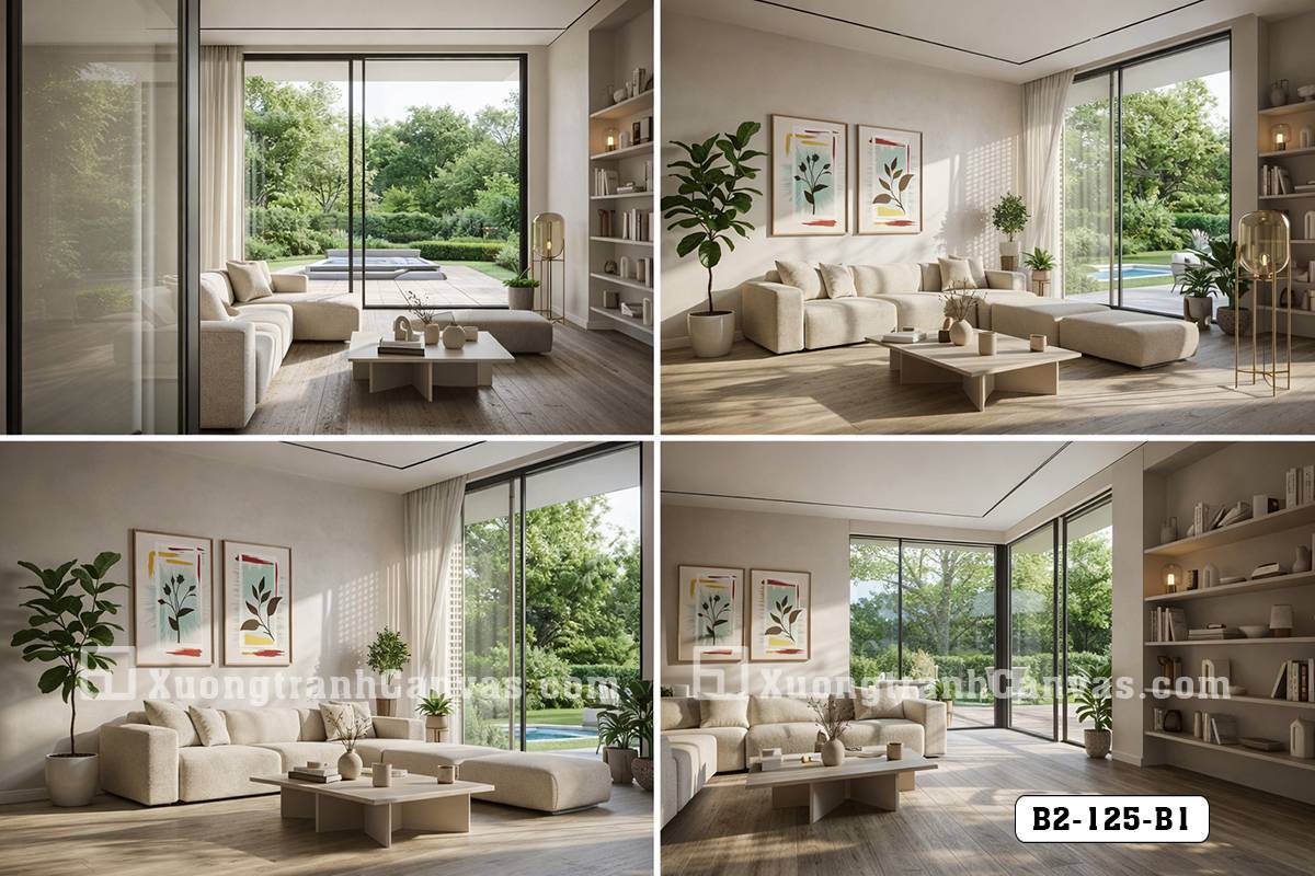 Tranh Canvas Thực Vật Trừu Tượng Tông Màu Vintage Phong Cách Modern Boho Mã-B2-125-B1 Tranh Canvas Thực Vật Trừu Tượng Tông Màu Vintage Phong Cách Modern Boho