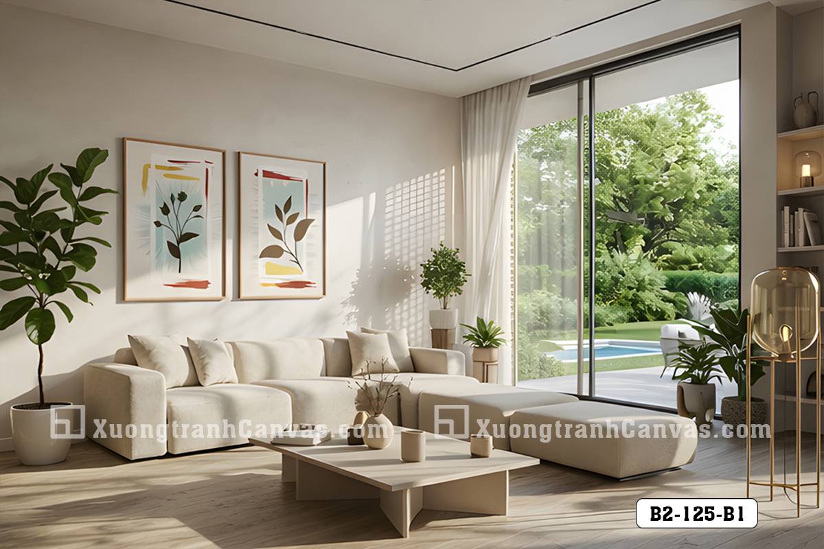 Tranh Canvas Thực Vật Trừu Tượng Tông Màu Vintage Phong Cách Modern Boho Mã-B2-125-B1 Tranh Canvas Thực Vật Trừu Tượng Tông Màu Vintage Phong Cách Modern Boho