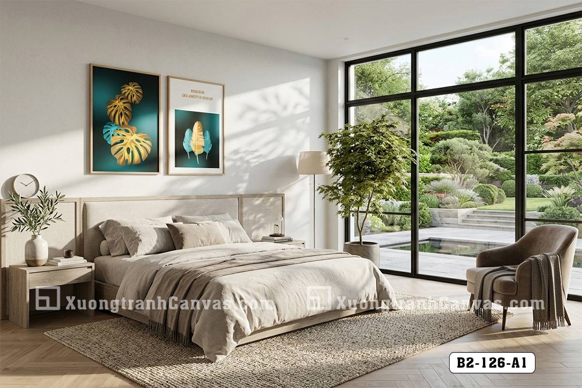 Tranh Canvas Lá Xẻ Rùa Vàng Gold Tông Xanh Ngọc Đẳng Cấp Thượng Lưu Mã-B2-126-A1 Tranh Canvas Lá Xẻ Rùa Vàng Gold Tông Xanh Ngọc Đẳng Cấp Thượng Lưu