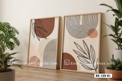 B2 129 B1 Tranh Canvas Nghệ Thuật Hình Học Tông Màu Đất Terracotta Phong Cách Japandi m1