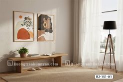 B2 151 A1 Tranh Canvas Cô Gái Boho Tông Cam Đất Terracotta Phong Cách Tối Giản m2