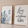 Tranh Canvas Hoa Xanh Và Typographic Tối Giản Hiện Đại Mã-B2-195-A1 B2 195 A1 Tranh Canvas Hoa Xanh Và Typographic Tối Giản Hiện Đại m1