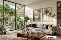 B2 206 A1 Tranh Canvas Động Vật Tâm Linh Tông Vàng Kim Sang Trọng Hiện Đại Scandinavian m1