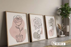 Tranh hoa hồng tối giản - Vẻ đẹp thanh lịch chạm đến trái tim B3 001 A m5 bo tranh hoa hong toi gian treo tuong tinh te xuongtranhcanvas