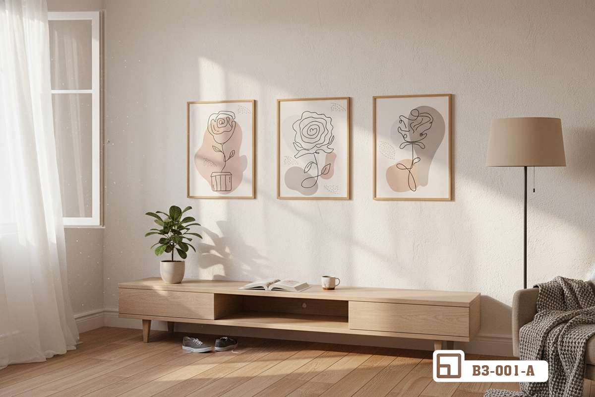 tranh hoa hồng tối giản phong cách Bắc Âu thanh lịch bộ tranh hoa hồng tối giản mang phong cách Bắc Âu thanh lịch bố trí hài hòa trong phòng khách rộng rãi