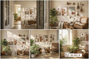Tranh lá cây nhiệt đới - Hơi thở thiên nhiên bừng sáng không gian B3 001 B m8 bo tranh la cay nhiet doi collage da goc nhin nghe thuat xuongtranhcanvas