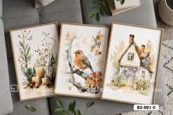 B3 001 C Tranh Canvas Màu Nước Đồng Quê Tông Kem Nâu Vintage Cho Phòng Khách m5
