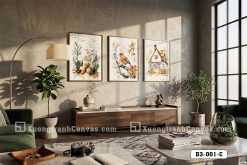 B3 001 C Tranh Canvas Màu Nước Đồng Quê Tông Kem Nâu Vintage Cho Phòng Khách m6