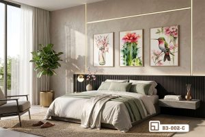 Tranh chim và hoa đào - Bản hòa ca xuân rạng ngời sức sống B3 002 C m4 tranh chim va hoa dao treo phong ngu am ap thanh lich xuongtranhcanvas