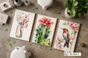 Tranh chim và hoa đào - Bản hòa ca xuân rạng ngời sức sống B3 002 C m5 bo tranh chim va hoa dao phoi canh goc can tinh te xuongtranhcanvas