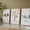 Tranh chim đậu cành cây - Nốt nhạc trong trẻo gọi bình minh thức giấc B3 003 B m1 bo tranh doi chim tren canh cay khung go hien dai dat san xuongtranhcanvas