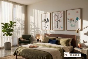 Tranh chim đậu cành cây - Nốt nhạc trong trẻo gọi bình minh thức giấc B3 003 B m2 tranh doi chim tren canh cay treo tuong phong ngu cao cap xuongtranhcanvas
