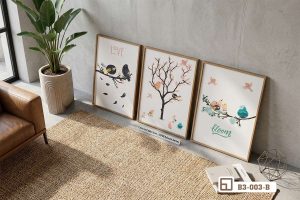 Tranh chim đậu cành cây - Nốt nhạc trong trẻo gọi bình minh thức giấc B3 003 B m5 bo tranh doi chim tren canh cay tua san nha moc mac xuongtranhcanvas