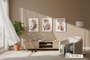 Tranh cành lá cách điệu - Nghệ thuật đương đại chạm đến tâm hồn B3 005 A m4 tranh canh la cach dieu treo phong khach phong cach dia trung hai xuongtranhcanvas