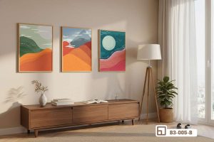 Tranh phong cảnh tối giản - Đánh thức không gian sống bằng vẻ đẹp huyền ảo của thiên nhiên B3 005 B m6 bo tranh phong canh toi gian treo tuong phong khach hien dai toi uu anh sang tu nhien xuongtranhcanvas