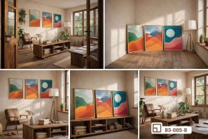 Tranh phong cảnh tối giản - Đánh thức không gian sống bằng vẻ đẹp huyền ảo của thiên nhiên B3 005 B m8 bo suu tap tranh phong canh toi gian da goc nhin trong khong gian noi that cao cap xuongtranhcanvas