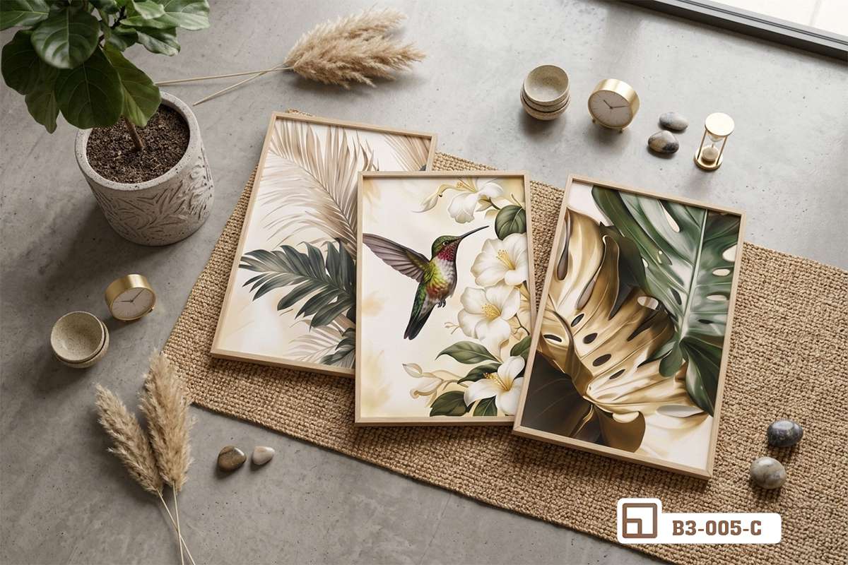 set tranh lá cây nghệ thuật trang trí mặt bàn cùng nến thơm kệ gỗ set tranh lá cây nghệ thuật đặt trên mặt kệ gỗ trang trí tinh tế cùng nến thơm