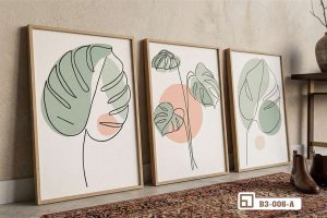 B3 006 A m1 tranh la monstera nghe thuat hien dai khung go cao cap treo tuong phong khach xuongtranhcanvas
