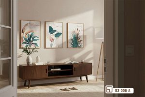 Tranh lá cây nhiệt đới - Điểm nhấn tinh tế mang hơi thở thiên nhiên vào phòng khách B3 008 A m2 bo tranh la cay nhiet doi treo tuong phong khach sang trong xuongtranhcanvas