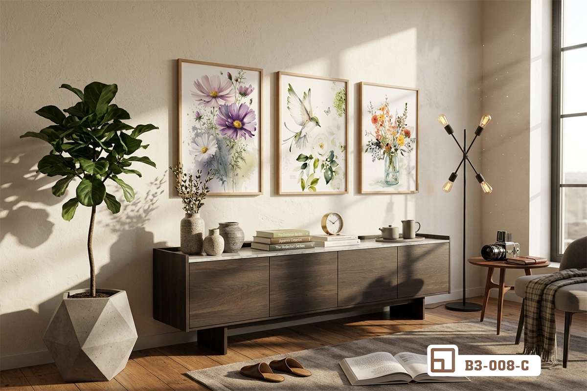 bộ tranh hoa cỏ nghệ thuật cao cấp trang trí phòng ngủ lãng mạn Góc nhìn cận cảnh bộ tranh hoa cỏ nghệ thuật cao cấp trang trí phòng ngủ lãng mạn